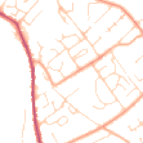 Daytime road noise heatmap for CO10 0DG