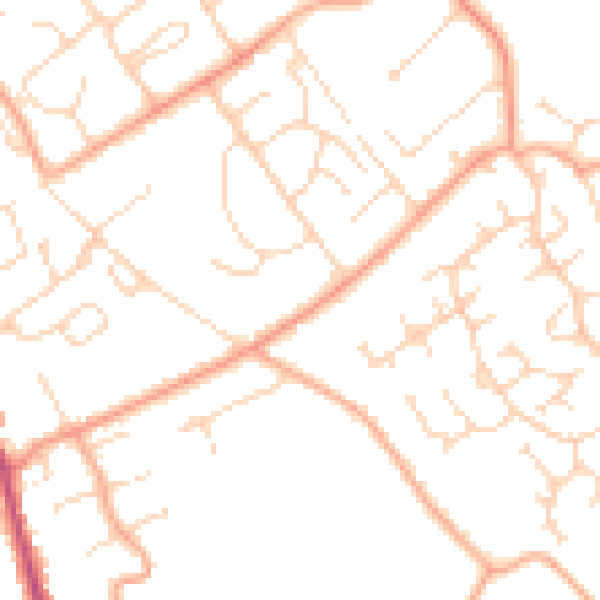 Daytime road noise heatmap for CO10 0EP