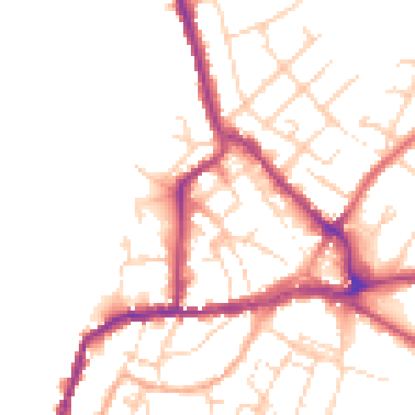 Daytime road noise heatmap for CO10 1JD