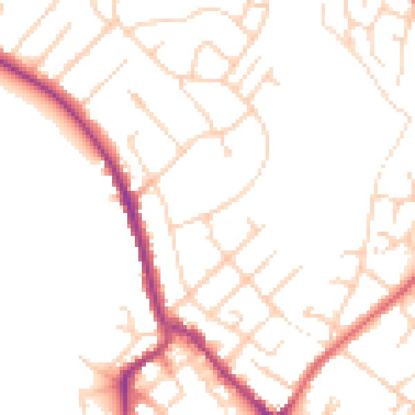 Daytime road noise heatmap for CO10 1NJ