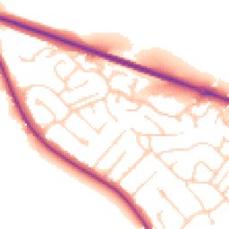 Daytime road noise heatmap for CO10 1WJ