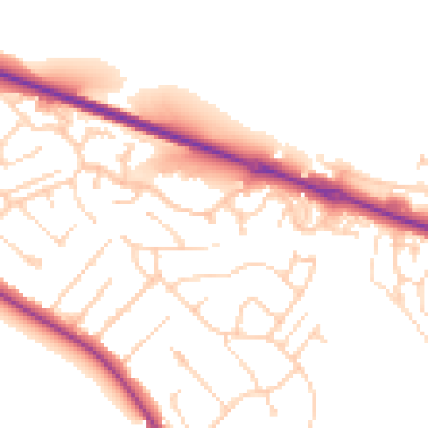 Daytime road noise heatmap for CO10 1ZJ