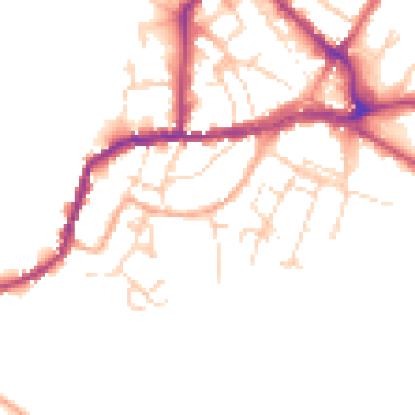 Daytime road noise heatmap for CO10 2AG
