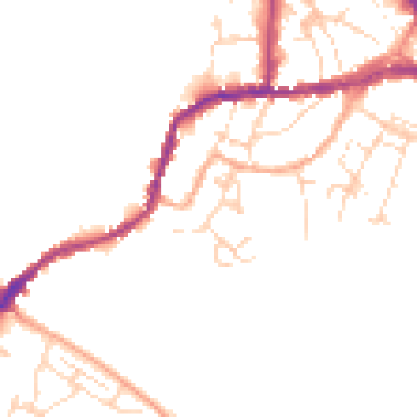 Daytime road noise heatmap for CO10 2AQ