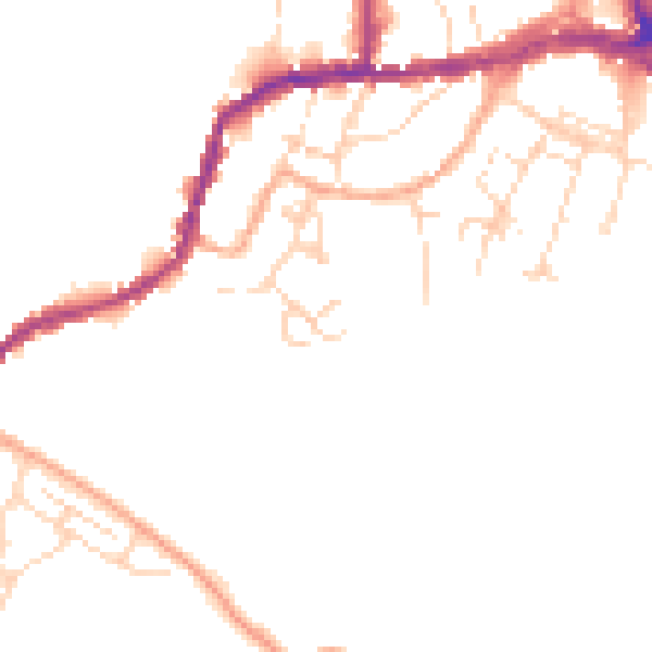 Daytime road noise heatmap for CO10 2BD