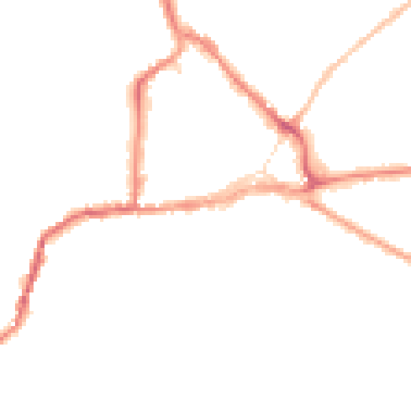 Night-time road noise heatmap for CO10 2ET