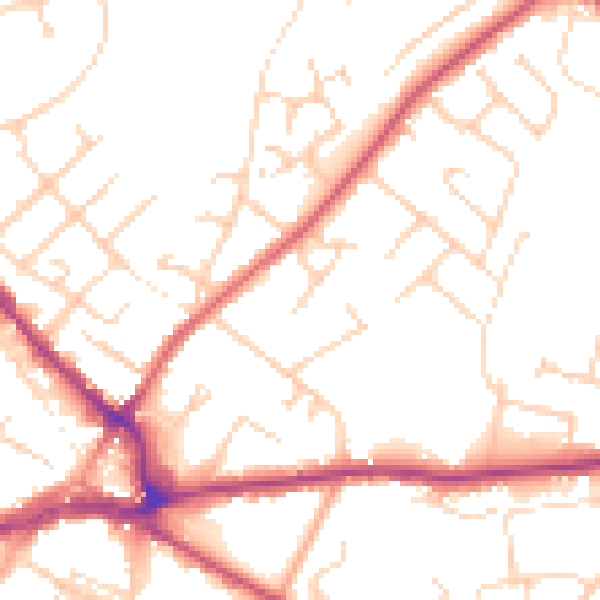 Daytime road noise heatmap for CO10 2GN