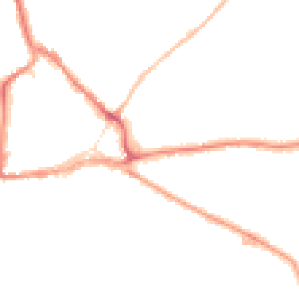 Night-time road noise heatmap for CO10 2PQ