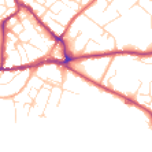 Daytime road noise heatmap for CO10 2XA