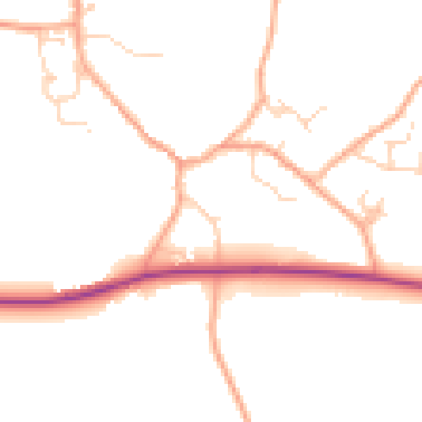 Daytime road noise heatmap for CO10 5NP