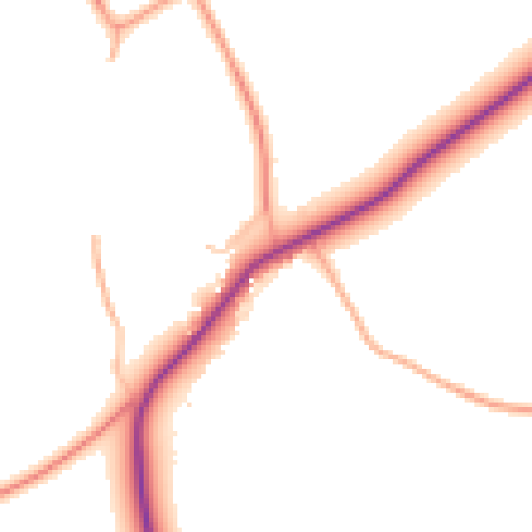 Daytime road noise heatmap for CO10 7EB