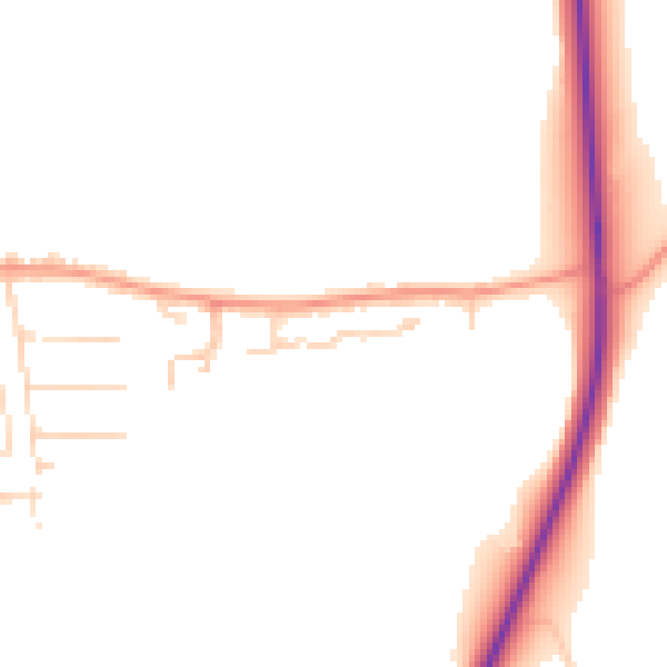 Daytime road noise heatmap for CO10 9FS