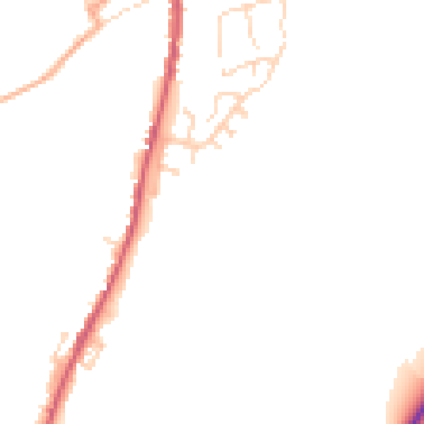 Daytime road noise heatmap for CO10 9GG