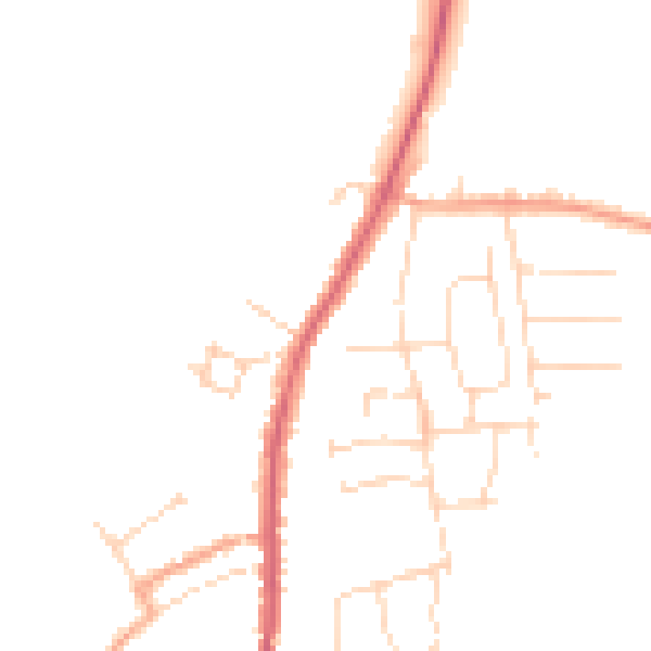 Daytime road noise heatmap for CO10 9JD