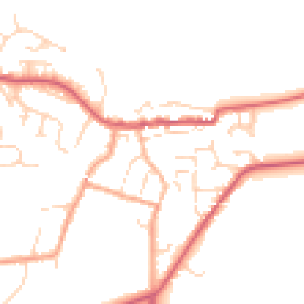 Daytime road noise heatmap for CO11 1DL