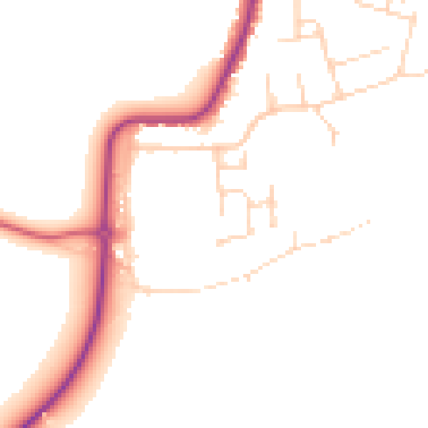 Daytime road noise heatmap for CO11 1QX