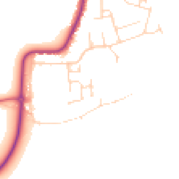 Daytime road noise heatmap for CO11 1QY