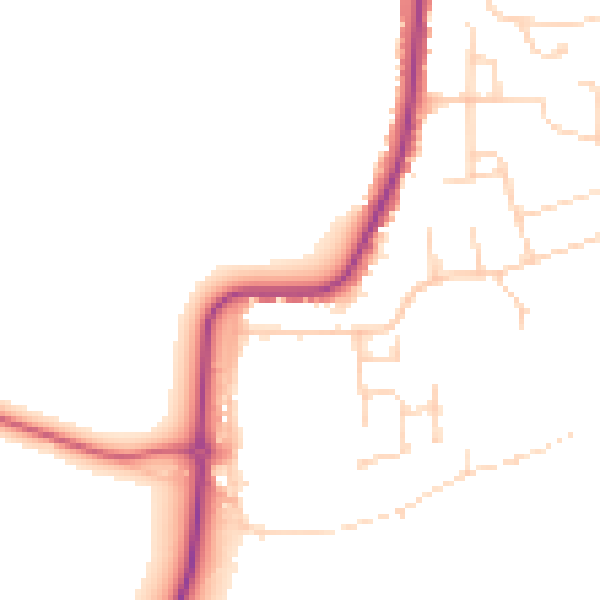 Daytime road noise heatmap for CO11 1SB