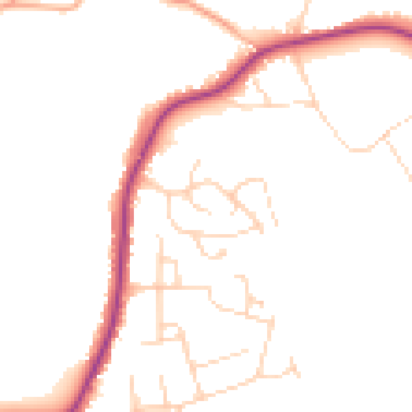 Daytime road noise heatmap for CO11 1TJ