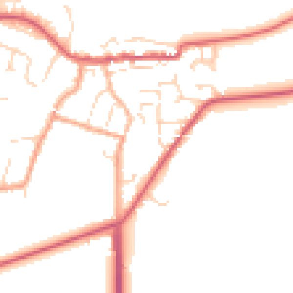 Daytime road noise heatmap for CO11 2AD
