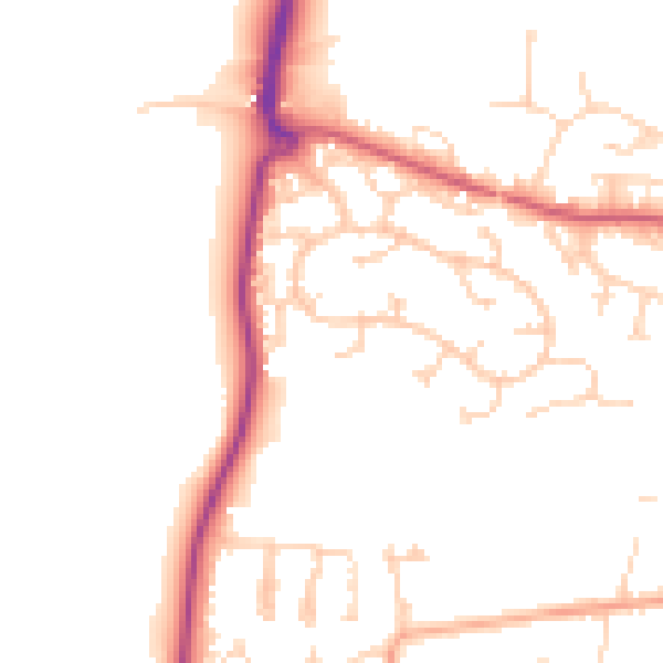 Daytime road noise heatmap for CO11 2LB