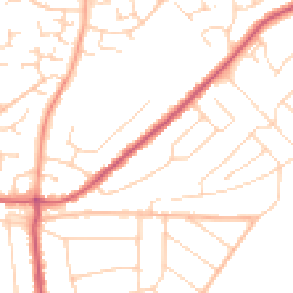 Daytime road noise heatmap for CO13 0AG