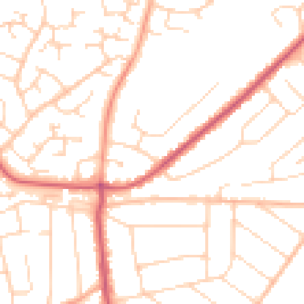 Daytime road noise heatmap for CO13 0AJ