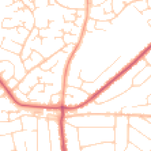 Daytime road noise heatmap for CO13 0AN