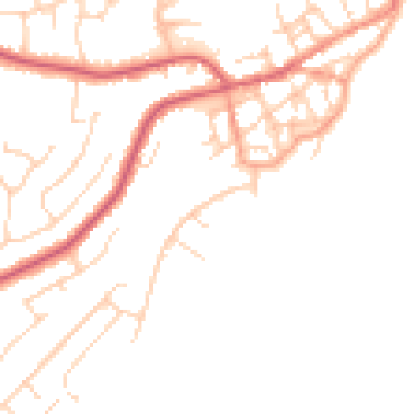 Daytime road noise heatmap for CO14 8EL