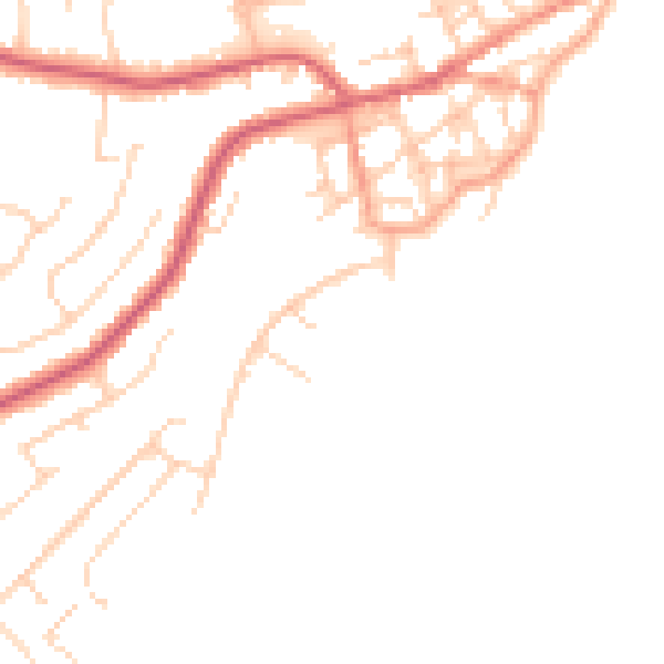 Daytime road noise heatmap for CO14 8ET