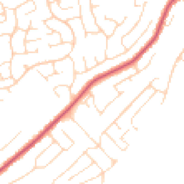 Daytime road noise heatmap for CO14 8NW