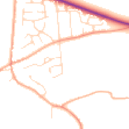 Daytime road noise heatmap for CO16 8PH