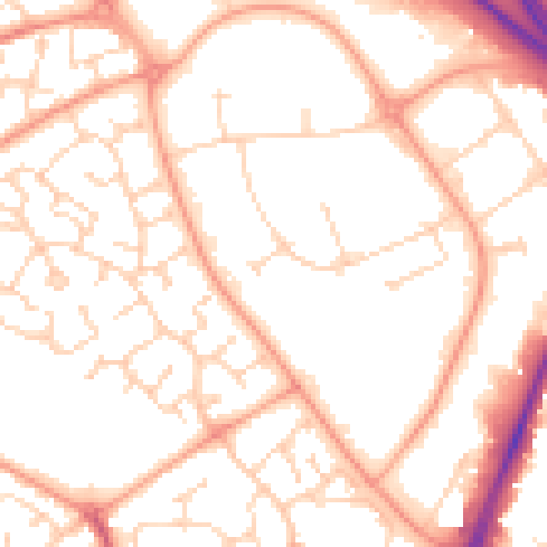 Daytime road noise heatmap for CO4 9XP