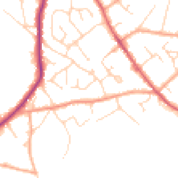 Daytime road noise heatmap for CO5 0AS
