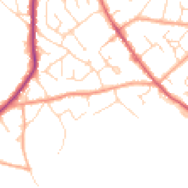 Daytime road noise heatmap for CO5 0AZ