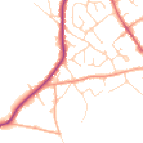 Daytime road noise heatmap for CO5 0BD
