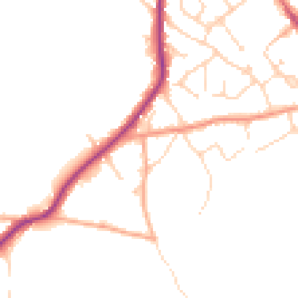 Daytime road noise heatmap for CO5 0BJ