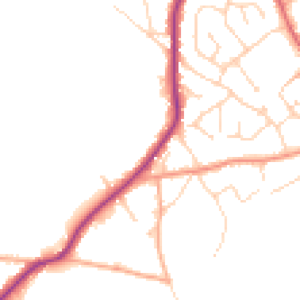 Daytime road noise heatmap for CO5 0BN