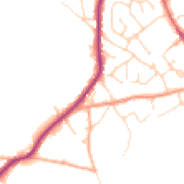 Daytime road noise heatmap for CO5 0BT