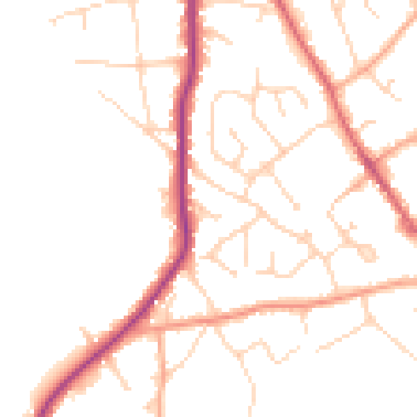 Daytime road noise heatmap for CO5 0BX