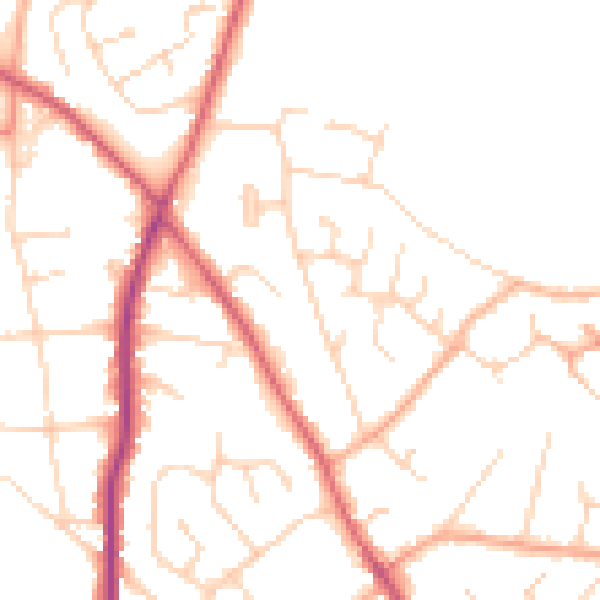 Daytime road noise heatmap for CO5 0DE