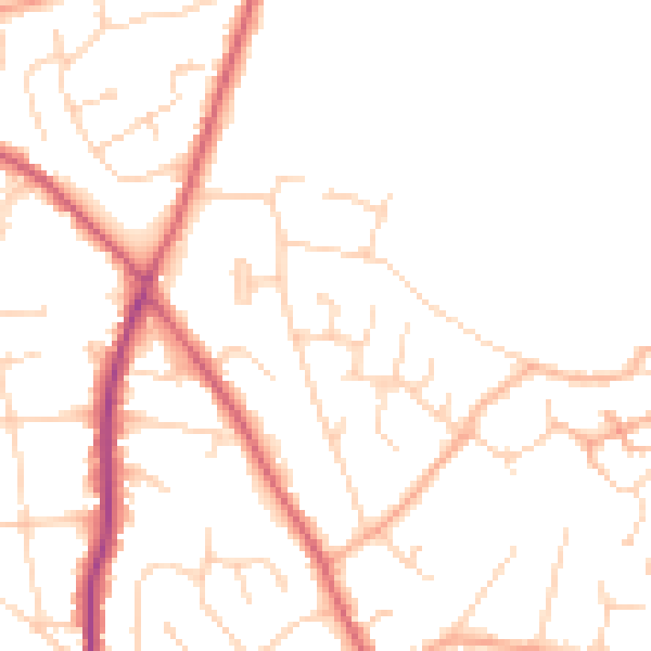 Daytime road noise heatmap for CO5 0DG
