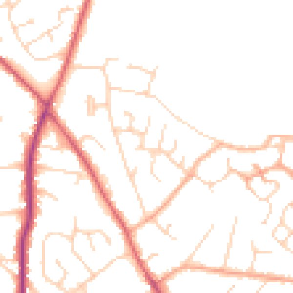 Daytime road noise heatmap for CO5 0DN