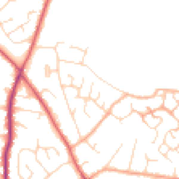 Daytime road noise heatmap for CO5 0DP