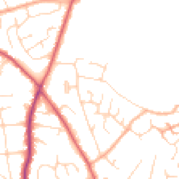 Daytime road noise heatmap for CO5 0DQ