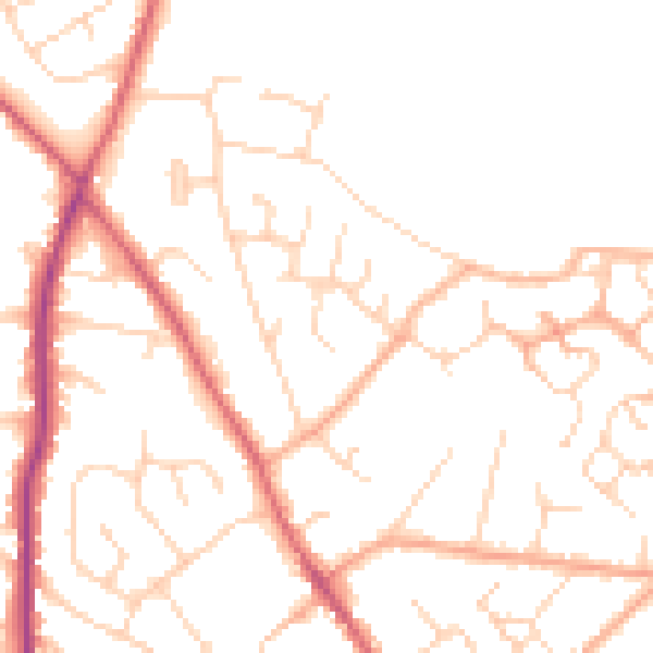 Daytime road noise heatmap for CO5 0DW
