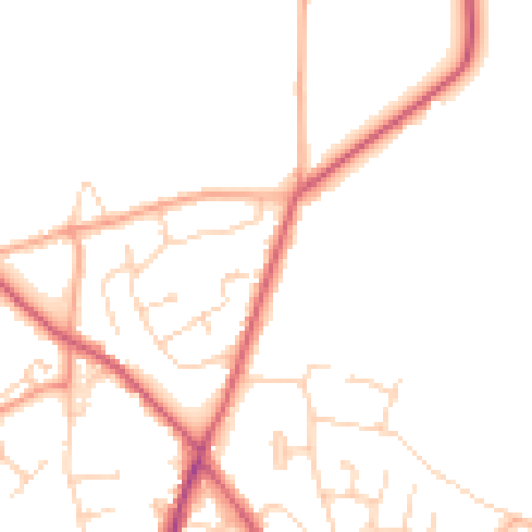Daytime road noise heatmap for CO5 0EP