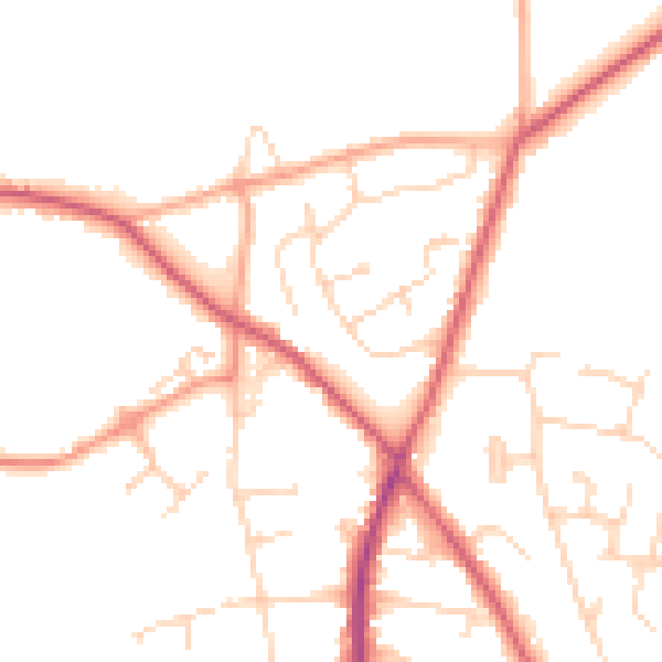 Daytime road noise heatmap for CO5 0NW
