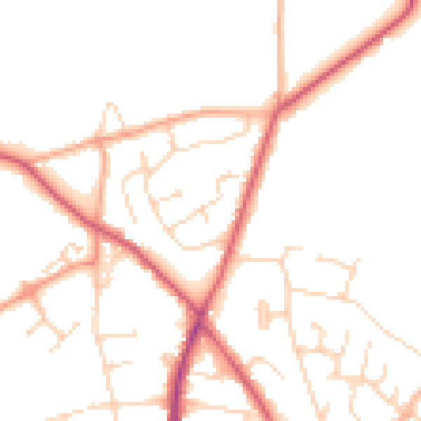 Daytime road noise heatmap for CO5 0NY