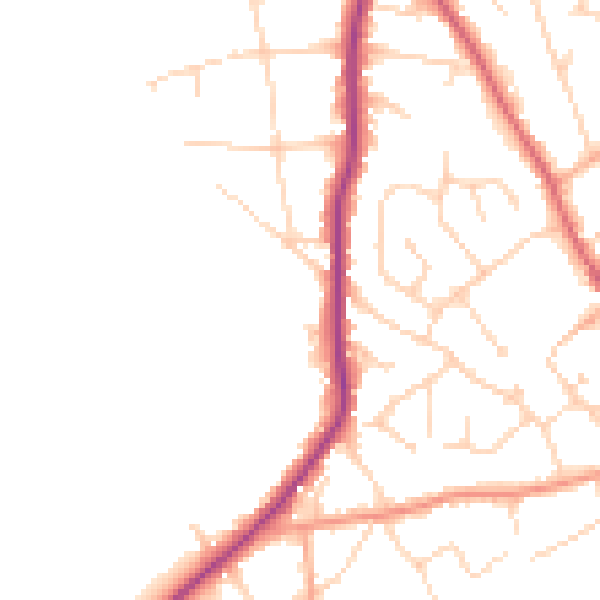 Daytime road noise heatmap for CO5 0QF